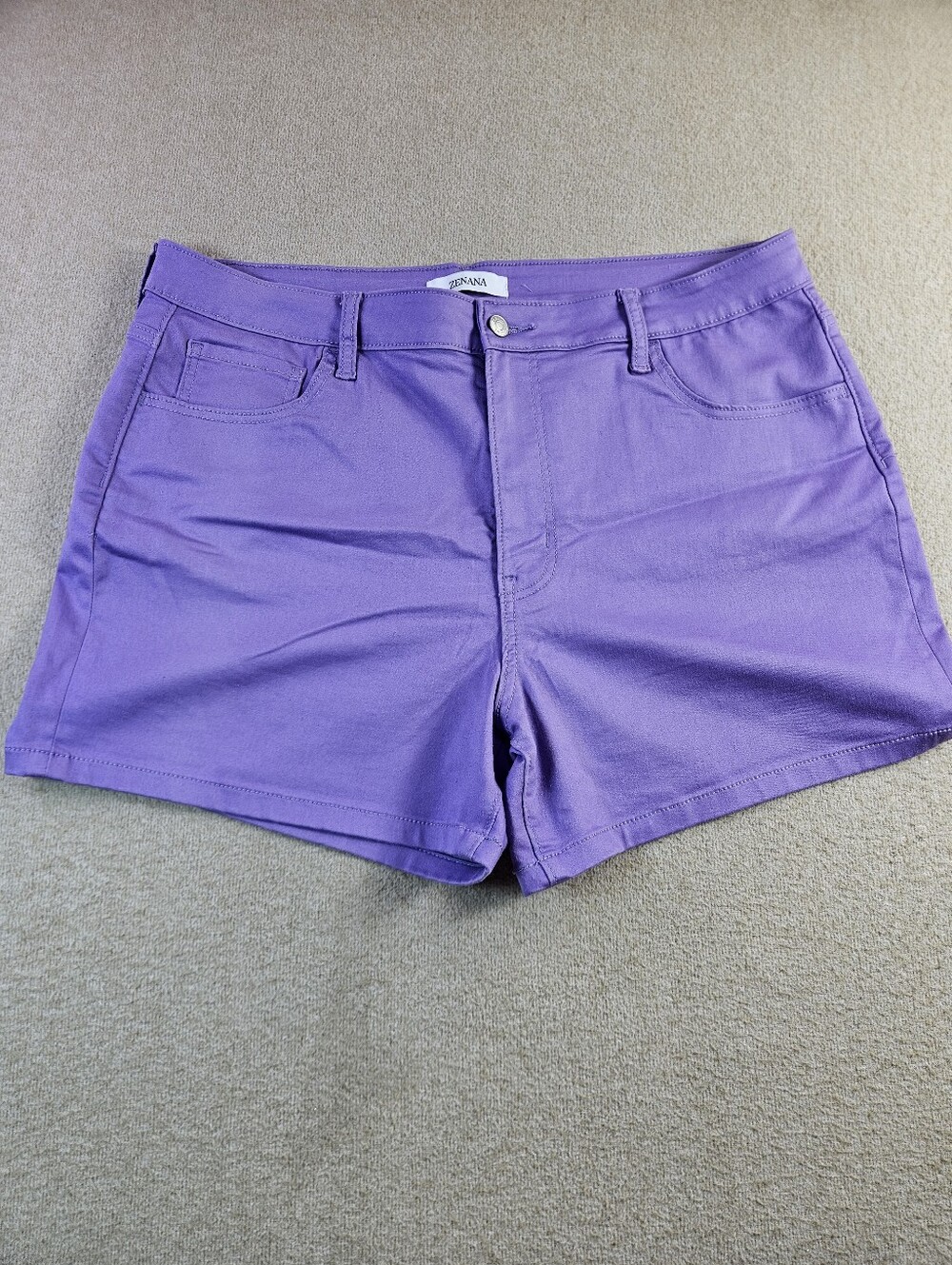 Zenana Purple High Waisted Stretch Denim Shorts Women's Plus Size 2X